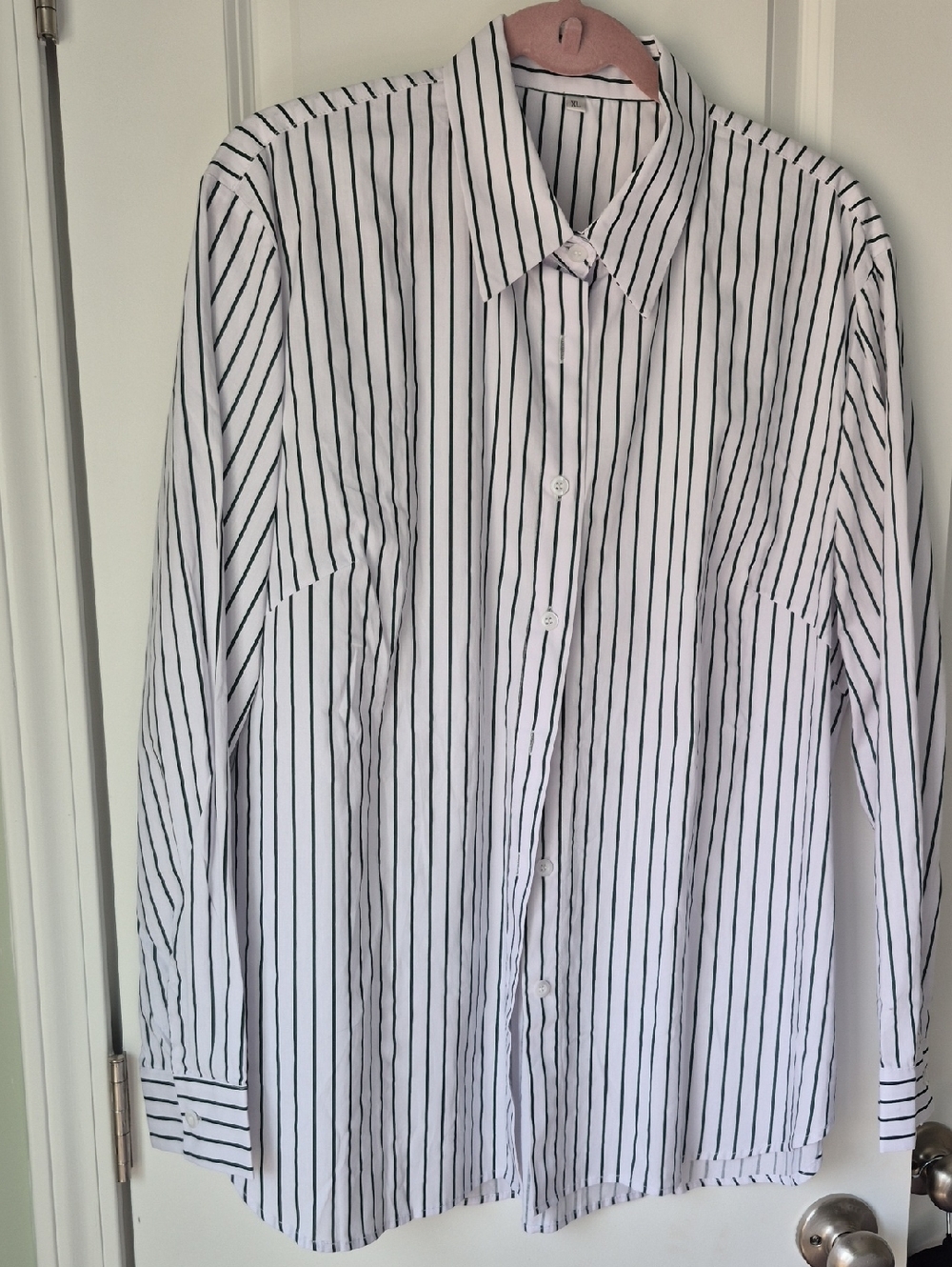 Dark Green/white Stripe Long Sleeve XL Blouse NWOT
